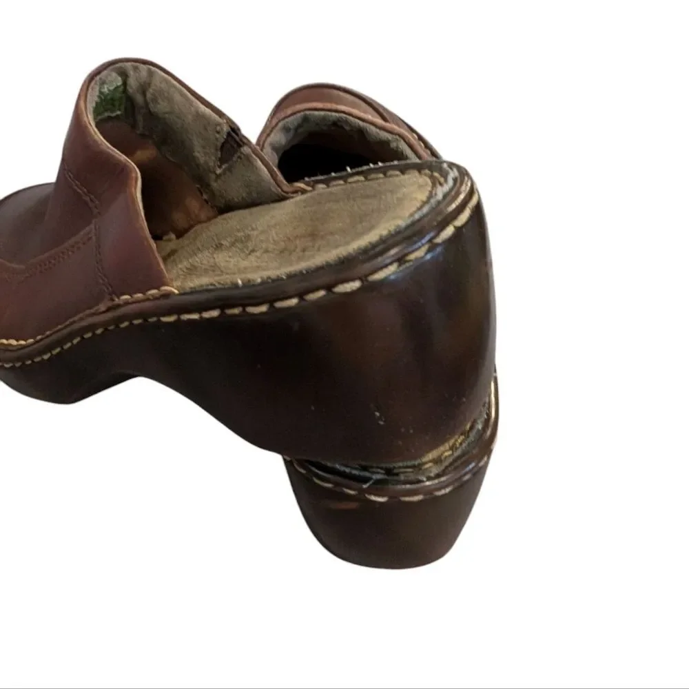 Eastland Vintage Shoes Womens 8M Casual Slip On Mule‎ Clogs Brown Leather Wedge